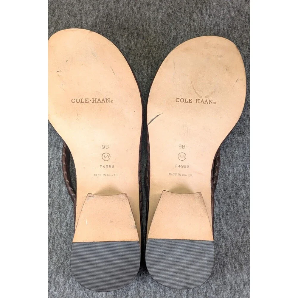 Cole Haan F4959 Brown Leather Braided Thong Sandals Women’s 9B Brazil
